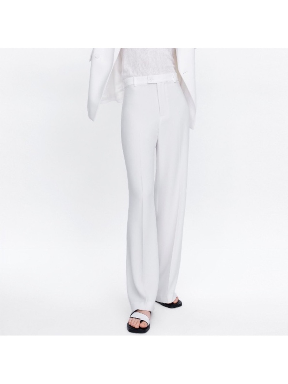 Zara Classic High-Waist Wide-Leg Pants in White